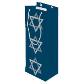 Sac Cadeau Pour Bouteille Étoile de David Hanoukka Parties scintillant (Dos Angle)
