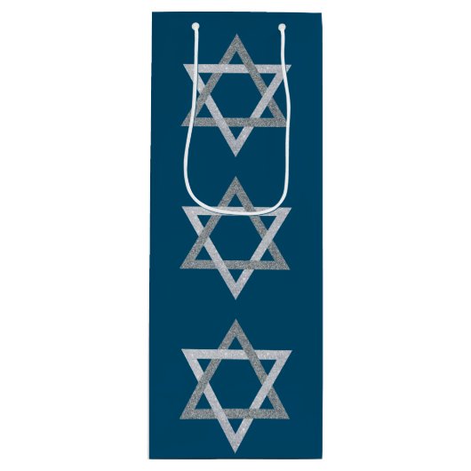Sac Cadeau Pour Bouteille Étoile de David Hanoukka Parties scintillant (Devant)