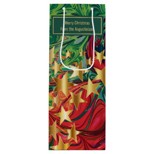 Sac Cadeau Pour Bouteille ÉTOILES DE NOËL Personnalisées (Devant)