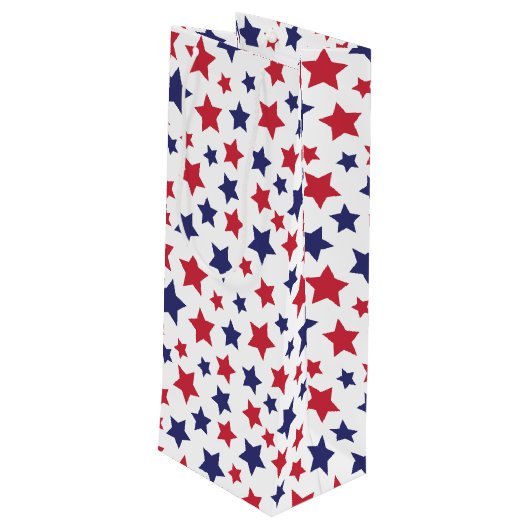 Sac Cadeau Pour Bouteille Etoiles rouges et bleues, 4 juillet, Arrière - pla (Dos Angle)