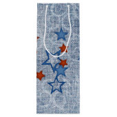 Sac Cadeau Pour Bouteille Étoiles sur Denim (Dos)