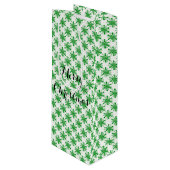 Sac Cadeau Pour Bouteille Étoiles vertes pointillées sur blanc (Devant Angle)