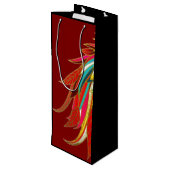 Sac Cadeau Pour Bouteille Exotic Feathers Red and Black (Dos Angle)