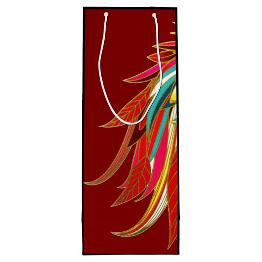 Sac Cadeau Pour Bouteille Exotic Feathers Red and Black (Dos)
