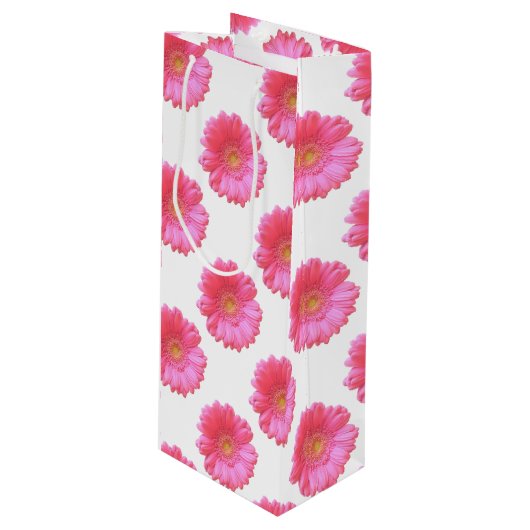 Sac Cadeau Pour Bouteille Faisée de gerbera rose (Devant Angle)