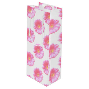 Sac Cadeau Pour Bouteille Faisée de gerbera rose pâle