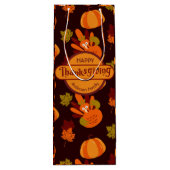 Sac Cadeau Pour Bouteille Famille Thanksgiving Turquie automne quitte Citrou (Dos)