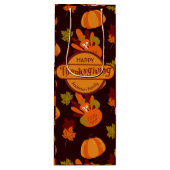 Sac Cadeau Pour Bouteille Famille Thanksgiving Turquie automne quitte Citrou (Devant)