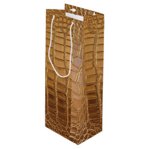 Sac Cadeau Pour Bouteille Faux Crocodile Motif de peau animale en cuir