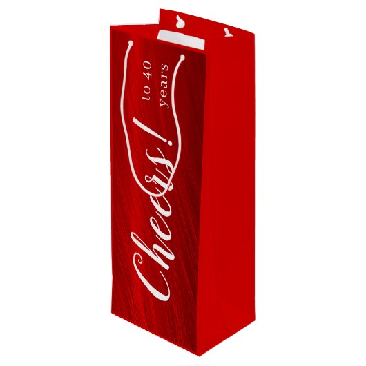 Sac Cadeau Pour Bouteille Félicitations modernes à 40 ans Ruby Anniversaire (Dos Angle)