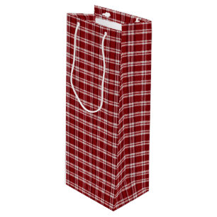 Sac Cadeau Pour Bouteille Ferme Rouge Classique Plaid de Fêtes