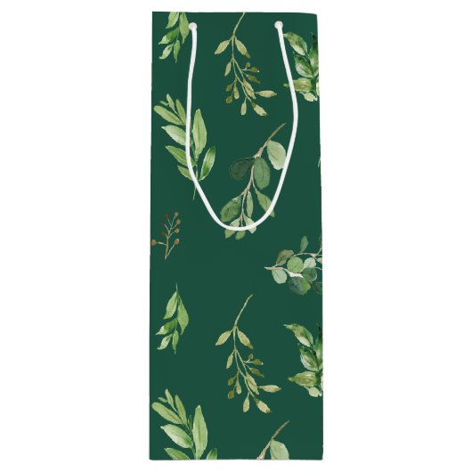 Sac Cadeau Pour Bouteille Festive hiver verdure Botaniques vacances (Devant)