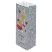 Sac Cadeau Pour Bouteille Festive Silver Gold et Red Holiday (Devant Angle)