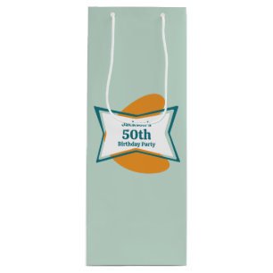 Sac Cadeau Pour Bouteille Fête d'anniversaire 50 ans Rétro Milieu du siècle