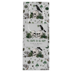 Sac Cadeau Pour Bouteille Fête de la Saint-Patrick gothique Fleurs Crânes Ma