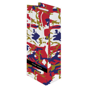 Sac Cadeau Pour Bouteille Fête de l'Indépendance Camouflage Votre nom Person