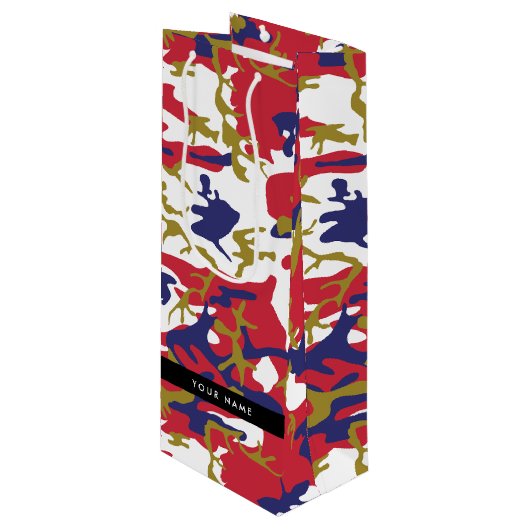 Sac Cadeau Pour Bouteille Fête de l'Indépendance Camouflage Votre nom Person (Devant Angle)