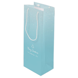 Sac Cadeau Pour Bouteille Fête de Noël Pâque Bleu Moelleux Minimal