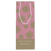 Sac Cadeau Pour Bouteille Fête de Noël rose et or Floral Retro (Dos)