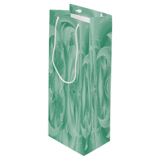 Sac Cadeau Pour Bouteille Feuillage vert menthe (Devant Angle)