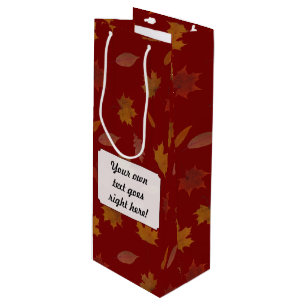 Sac Cadeau Pour Bouteille Feuille d'automne avec la couleur et le texte
