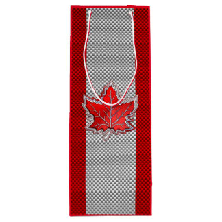 Sac Cadeau Pour Bouteille Feuille d'érable de chrome canadienne sur les styl