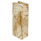 Sac Cadeau Pour Bouteille Feuilles de dentelle de crème pâle rustique (Devant Angle)