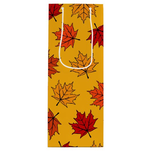 Sac Cadeau Pour Bouteille Feuilles d'érable d'automne (Devant)