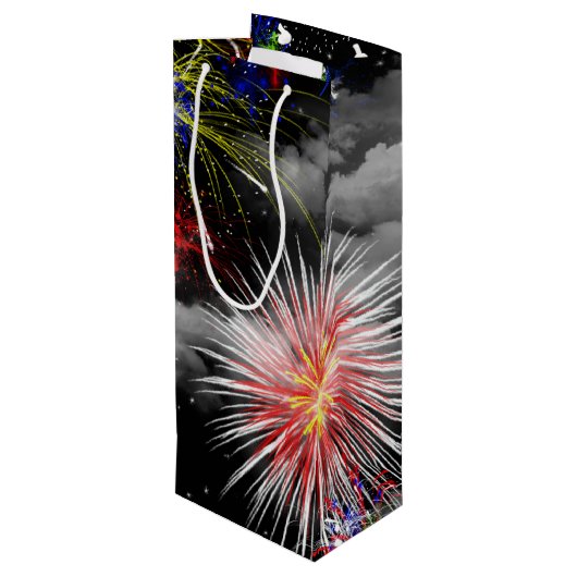 Sac Cadeau Pour Bouteille feux d'artifice dans les nuages (Dos Angle)