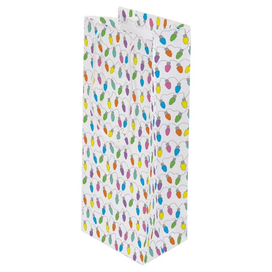 Sac Cadeau Pour Bouteille Feux de Noël (Devant Angle)
