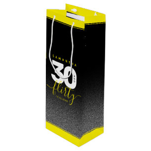 Sac Cadeau Pour Bouteille Fille moderne brillant Jaune 30 et Flirty