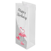 Sac Cadeau Pour Bouteille Flamant rose Amour Grande Lune Joyeux vin d'annive (Devant Angle)