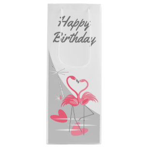 Sac Cadeau Pour Bouteille Flamant rose Amour Grande Lune Joyeux vin d'annive