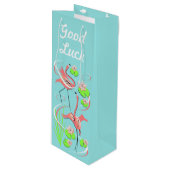 Sac Cadeau Pour Bouteille Flamant rose Fandango Slim Duo Bon Vin de chance (Devant Angle)