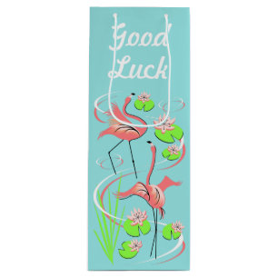 Sac Cadeau Pour Bouteille Flamant rose Fandango Slim Duo Bon Vin de chance