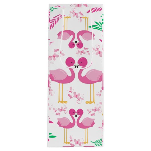 Sac Cadeau Pour Bouteille Flamant rose rose (Devant)