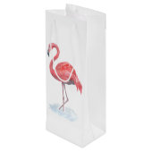 Sac Cadeau Pour Bouteille Flamant rose rose, aquarelle. (Dos Angle)