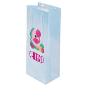 Sac Cadeau Pour Bouteille Flamant rose rose avec pastèque et ananas (Devant Angle)