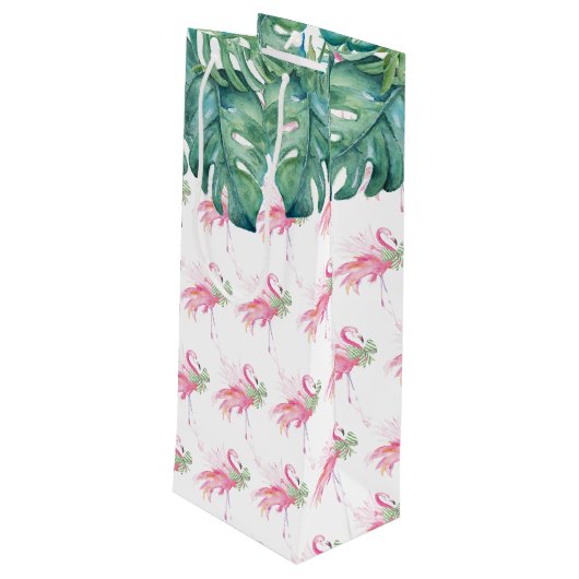 Sac Cadeau Pour Bouteille Flamant rose rose tropical de Noël (Dos Angle)