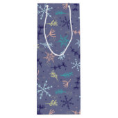 Sac Cadeau Pour Bouteille Flammes De Neige Tombant De Neige Bouges De Pins Q (Dos)