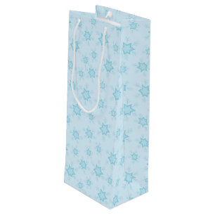 Sac Cadeau Pour Bouteille Fléchettes de neige, Bleu glacé, Fléchettes de nei