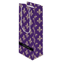 Fleur de Lis, Beige sur Violet, Royal, Votre Nom