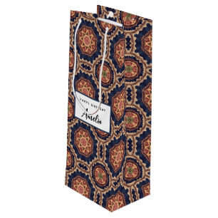 Sac Cadeau Pour Bouteille Fleur fantaisie et formes étoiles Motif Anniversai