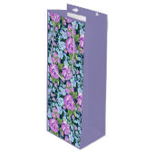 Sac Cadeau Pour Bouteille Fleurs à motifs floraux en fleurs bleues violettes (Devant Angle)