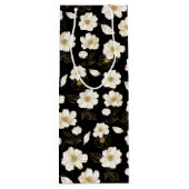 Sac Cadeau Pour Bouteille Fleurs blanches et or sur noir (Dos)
