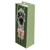 Sac Cadeau Pour Bouteille Fleurs d'autruche Art Déco Vert (Devant Angle)