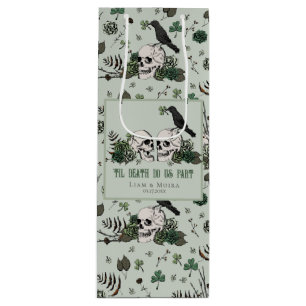 Sac Cadeau Pour Bouteille Fleurs de crânes de St. Patrick gothique Mariage i