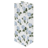 Sac Cadeau Pour Bouteille Fleurs d'Hydrangea Bleues (Dos Angle)