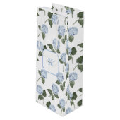 Sac Cadeau Pour Bouteille Fleurs d'Hydrangea Bleues (Devant Angle)