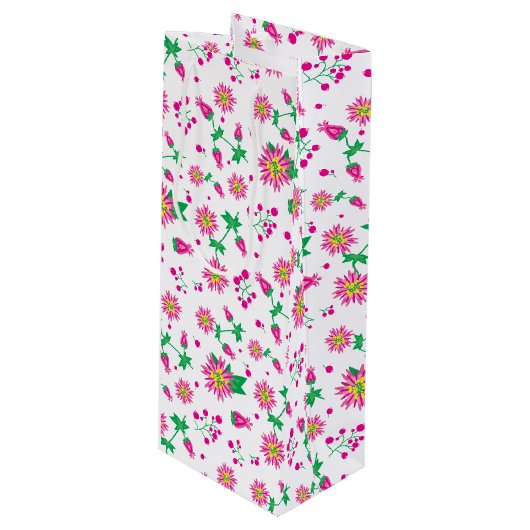 Sac Cadeau Pour Bouteille Fleurs et baies (Devant Angle)